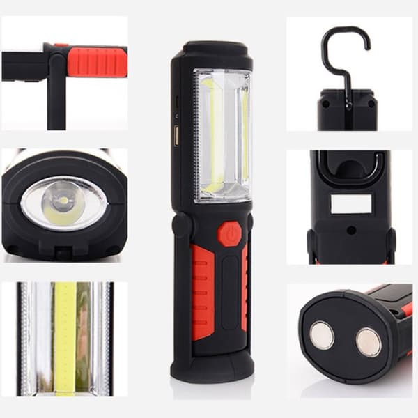 Arbejdslampe - Genopladelig - Med magnetisk base - Rød