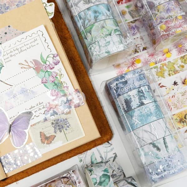 Dekorativ tejp - 6 rullar - Washi-papper - Scrapbooking och pyssel - Journalföring och presenter
