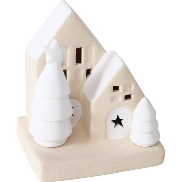 Keramisk boligdekoration med LED-belysning, 10,5 cm