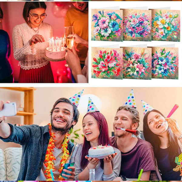 Jul diamantmålning gratulationskort, barnpresent DIY kreativt presentkort, födelsedag - HK-17