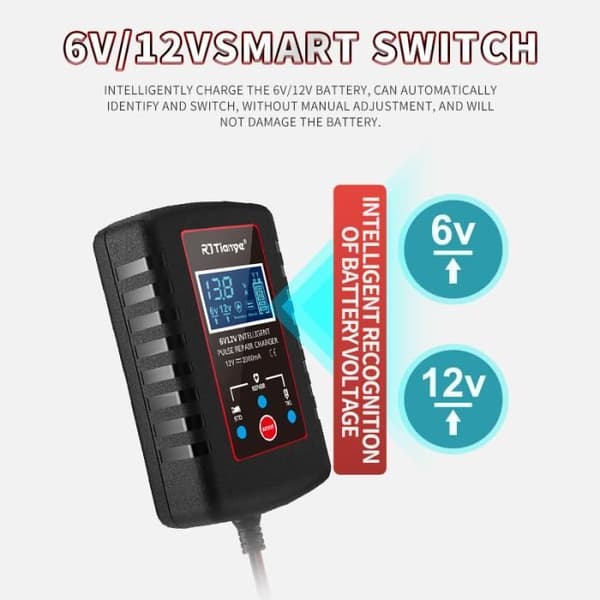 6/12V 2A Bilbatterioplader, Batterivedligeholder, Batterioplader til Bil, Lastbil, Motorcykel