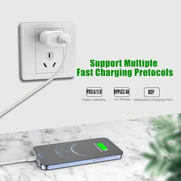 Rask lader 30W PD – USB-C for iPhone 16/15/14/13/12/11 med 1,5m C til C-kabel – EU-sett