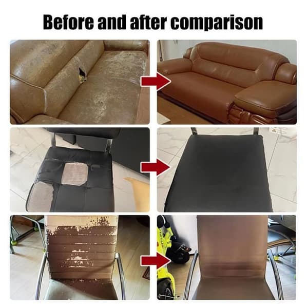 Selvklæbende læderreparationssæt, 100x137cm, til bilsæder, sofaer, bådsæder, stole - grå