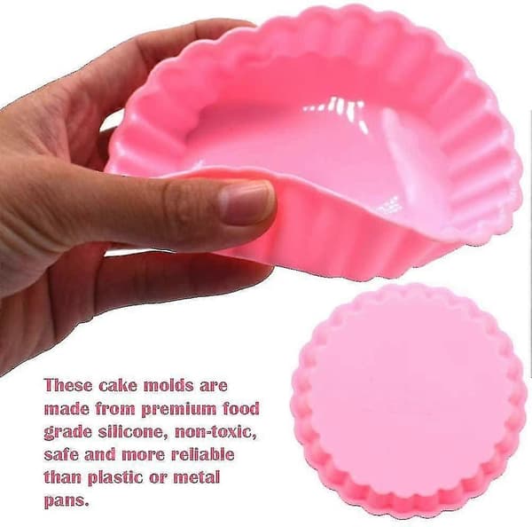 Silikon kakeformer runde gjenbrukbare terteformer non-stick mini paiformer bakeutstyr