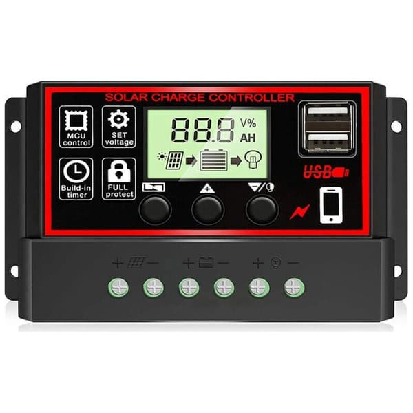 12V/24V Dynamisk Solladdningsregulator, Batteriregulator med Dubbla USB-portar