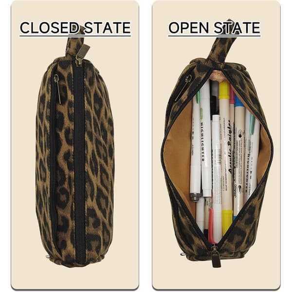 1 Penalhus i fløjl med leopardprint til skole og kontor