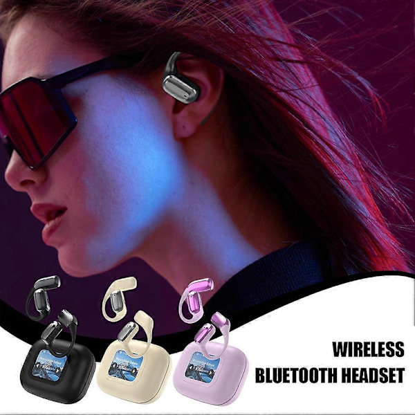 Trådløst Bluetooth-headset Støjreducerende LED-farveskærm Touch White