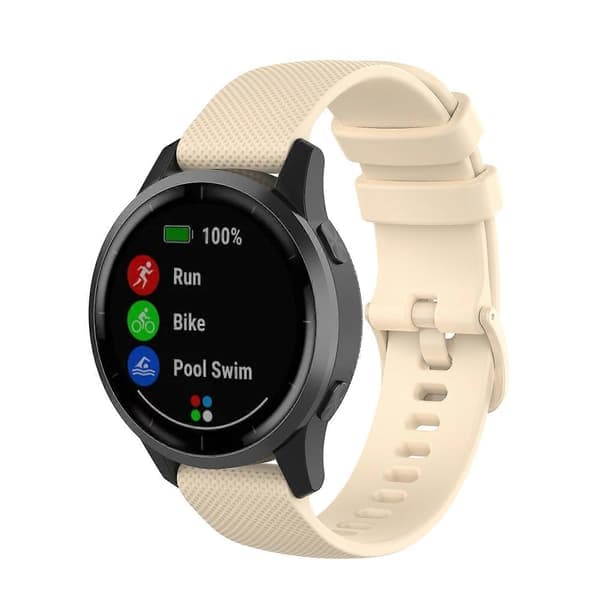 Til Garmin Vivoactive 4 22mm Silikonerem Beige Beige