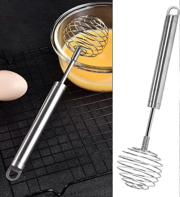 Fjærspole Håndvisp, Rustfritt Stål Eggvisper Melkevisper, Manuell Eggblander (størrelse: 9.45x2.36 tommer)