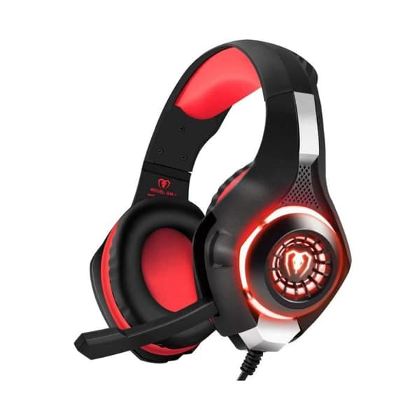 Hodesett med mikrofon og LED-lys for Xbox One, PC og bærbar PC (rød)