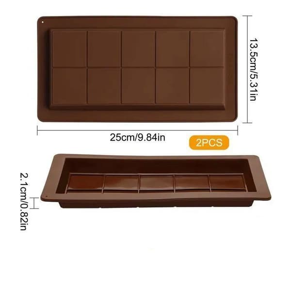 2-delt Dubai chokoladebarform, dyb silikone chokoladeform med skraber, silikone chokoladeforme