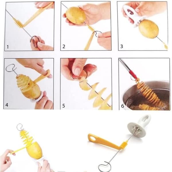Pommes frites-kutter, potet-twister, potet-tårnkutter, spiralpotetkutter, for BBQ, fest, camping
