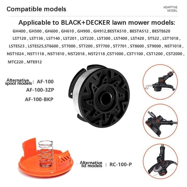 BLACK+DECKER AF-100-3ZP erstatningsspole for gressklipper, spole, sett 6+2+2