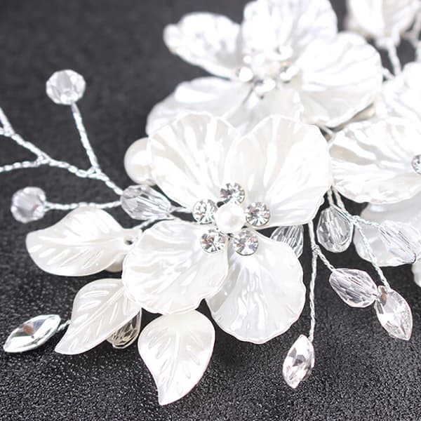 Elegant Bryllupskrystal Brude Kam Hårpynt Perle