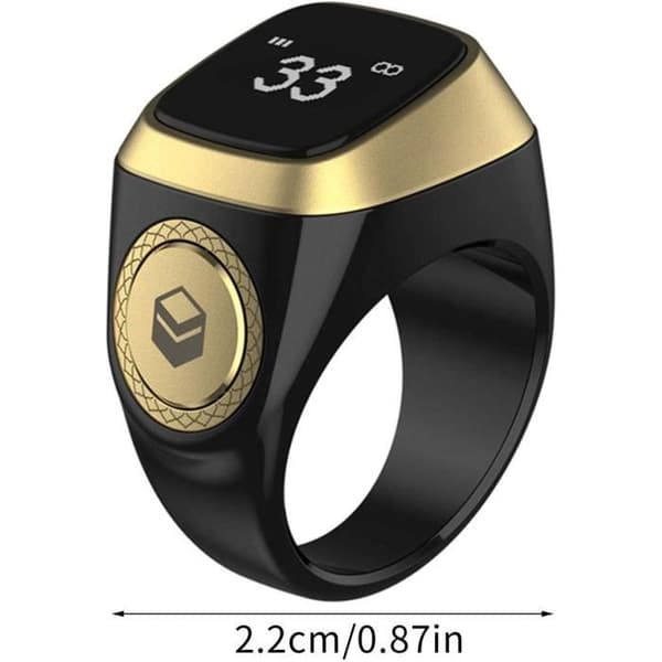Elektronisk bøn tasbih - Genopladelig - Flersproget - Sort - 22mm - Smart Ring
