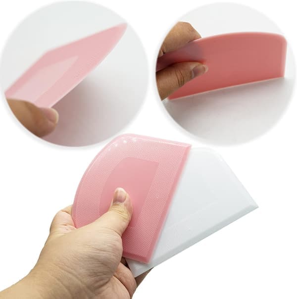 Sett med 2 deigskrapere, bollskraper, plastdeig, brødskraper, kjøkkenredskaper til baking (rosa + hvit)