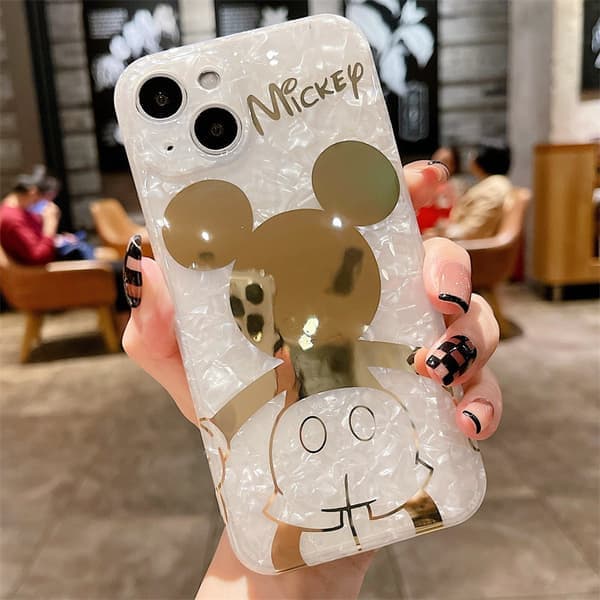 Tegneserie-deksel til iPhone og Bling Glitter Telefonstativ Søtt Telefondeksel til Jenter Kvinner Mickey iPhone 12 Mickey iPhone 12