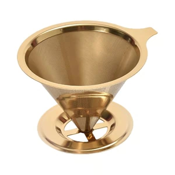 Kaffefilter i rustfrit stål, Pour Over, Genanvendeligt, Papirløst, Kaffekeglefilter til hjemmet (LGL) Sølv
