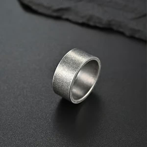 Herre/dame ring i rustfrit stål 19mm/10mm bred, stor, cool og enkel ring med flad top og mat finish