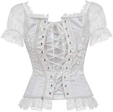 Korsetit naisille Overbust Bustier-toppi goottilainen seksikäs olkapää 8108white 8108white M 8108white M