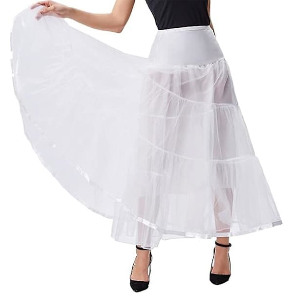 Ankellange underskjørt for kvinner, bryllup, halvunderskjørt, krinoline, underskjørt, hvit Hvit L XL White L XL
