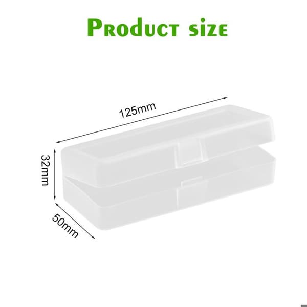 Gennemsigtig rektangulær opbevaringsboks med låg, klar PP-plastboks, 125*50*32mm