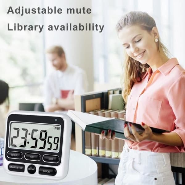 Sort - Nyttig køkkentimer, høj 70-90dB lyd, digitalt display, knapdesign, ur, ch