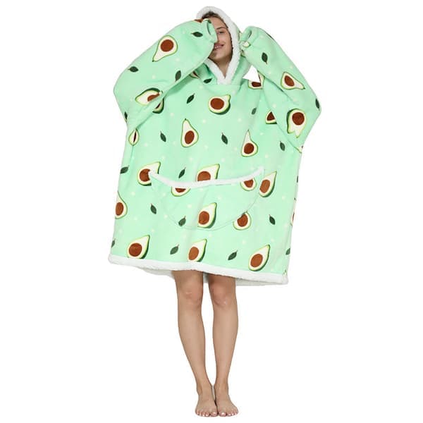 Oversized sweatshirt med hætte Blødt varmt fleece badehåndklæde 1