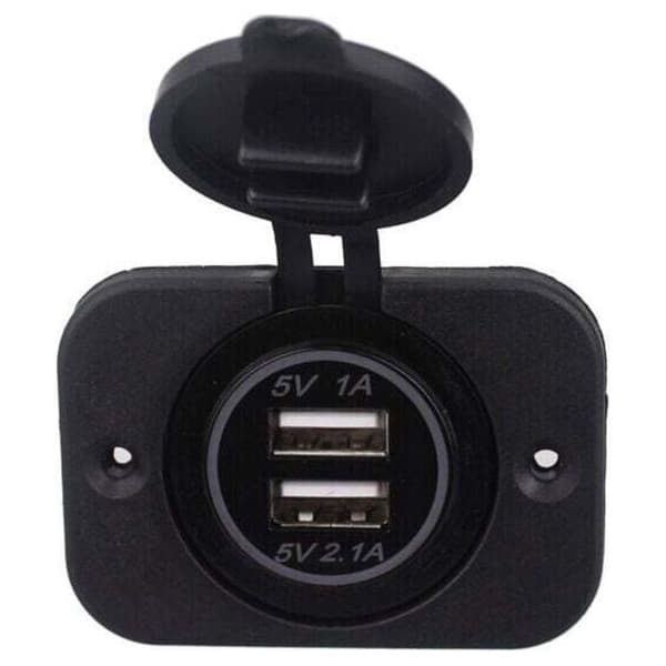 Forsænket dobbelt USB-stik 12/24 Volt 2.1A 5 Volt til campingvogne, autocampere, biler, både, lastbiler