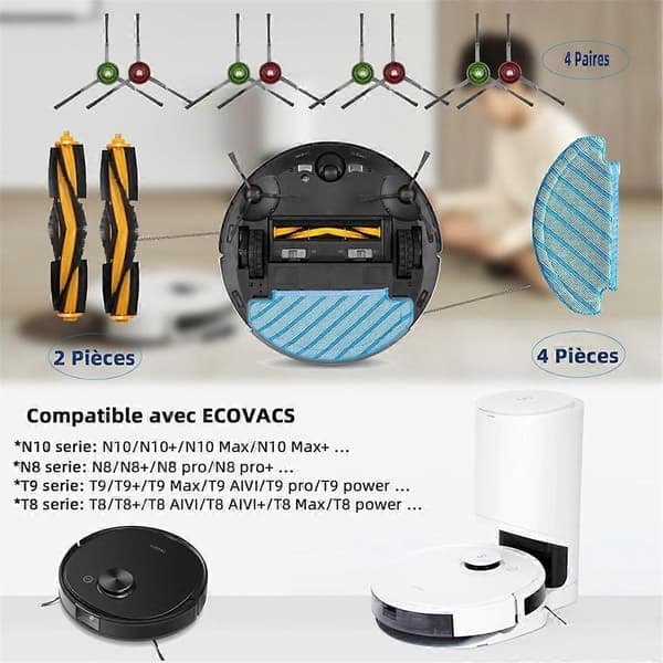 Reservedele til Ecovacs DEEBOT N10+/N10 Plus, OZMO N8+/N8 Pro+ tilbehørssæt, T8+/T8 AIVI+/T9+