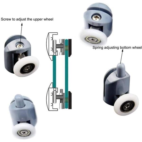 Bruseruller - Skydedørsruller 23 mm - 8 stk (4 top, 4 bund)