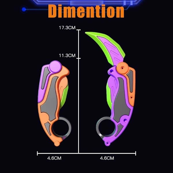 2 stk Fidget Claw Knife 3D Gravity Knife Legetøj 3D Gravity Plastic Switchblade Trykt Print Kniv Gulerod Kniv Sensorisk Kniv Fidget
