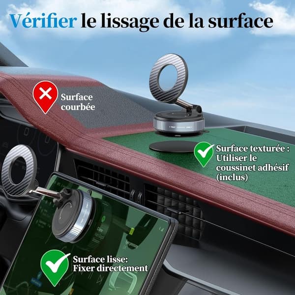 Biltelefonholder med sugekopp og magnet – 360° roterende – Frontrute/dashbord