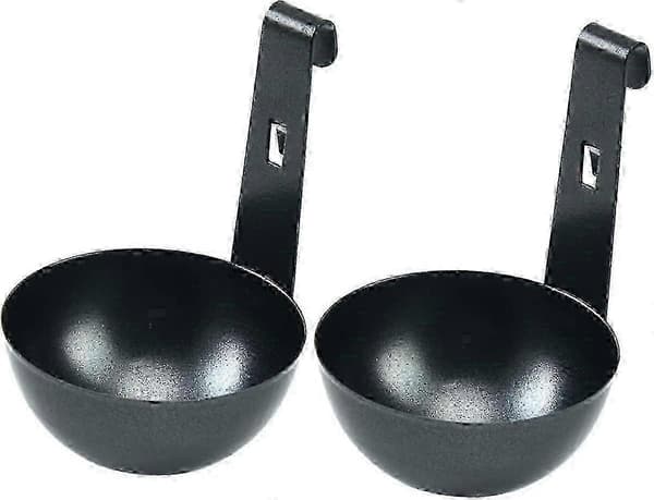 Posjerte eggkopper 2 stk eggkoker mikrobølgeovn kokekar eggdamper svart rustfritt stål posjert egg