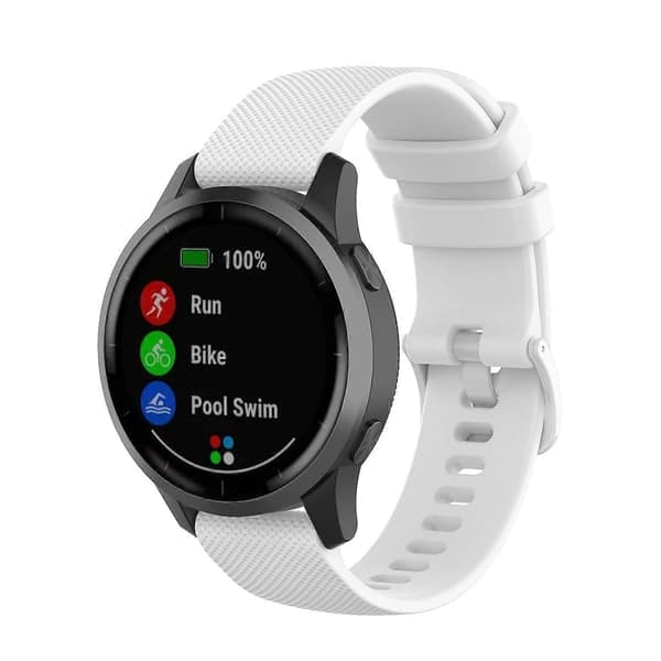 Til Garmin Vivoactive 4 22mm Silikonerem Hvid White
