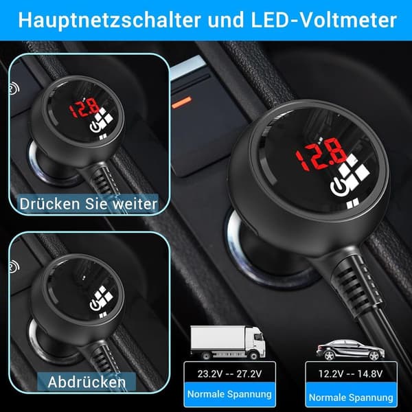 120W sigarettenneradapter billader 3 multi-uttak DC 12V/24V splitter ladekabel med bryter 4 USB-porter