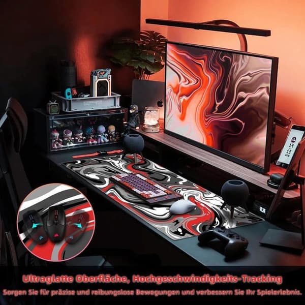 Gaming musemåtte -- 80 x 30 cm - Syede kanter - Skridsikker bagside