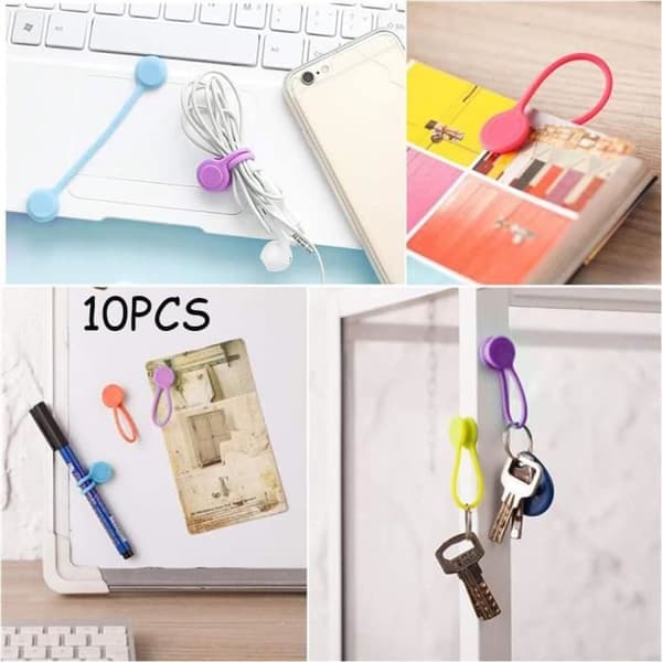 Magnetiske kabelbindere - Silikone kabelclips - 10 stk.