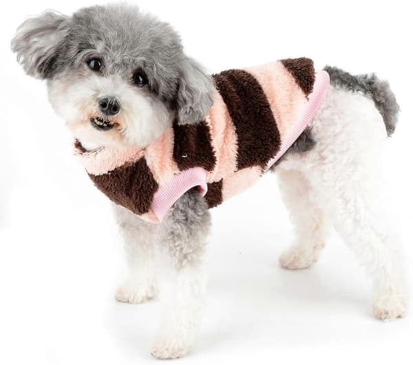 Fuzzy Hundtröja för Små Hundar Katt Vintertröja med D-Ring Mjuk Varm Pullover Jacka Valpväst Kläder