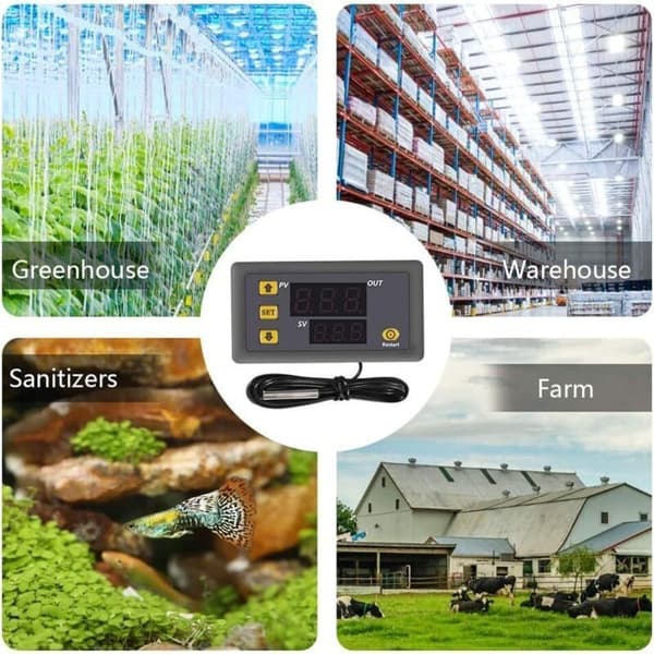 2 stk. W3230 AC 110V-220V Digital temperaturkontroller, 20A LED-display termostatkontrollbryter med 10K NTC-sensorprobe, -50℃ til 110℃ rekkevidde