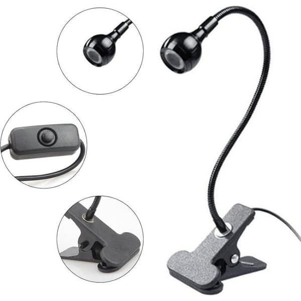 UV-gellampa, 3W, 32cm svanhals, 7cm klämma, USB-driven, nagellackstork
