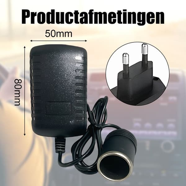 220V til 12V AC/DC-omformer 2A 24W, strømadapter med sigarettennerplugg, automatisk biltransformator