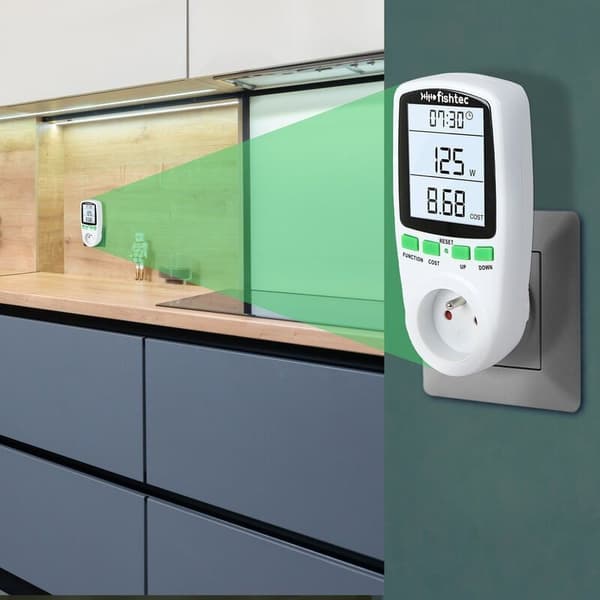 Wattmeter - Overvåking av strømkostnader, energimålerkontakt, overbelastningsbeskyttelse