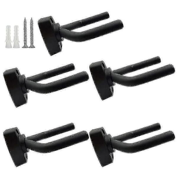 5-pack svart gitarrhängare väggfäste display med skruvar passar gitarrer [JKW]