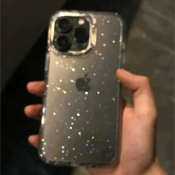 Stødresistent Bling Glitter Gennemsigtigt Telefoncover til iPhone 16 15 14 13 12 11 Pro Max Plus Mini XR 16e, Blød TPU, Sort, Til iphone13 For iphone13 Black