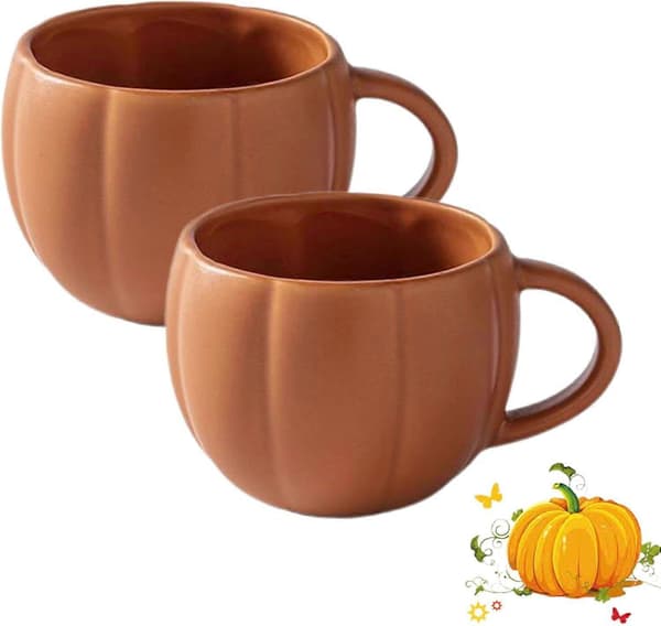 Græskar Keramisk Krus, 2 stk. Græskarformet Halloween Krus, Nye Efterårs Kaffe Mælkekopper