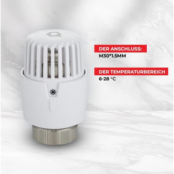 1x Radiatortermostat med serie - præcis termostathoved med integreret sensor, frostbeskyttelse