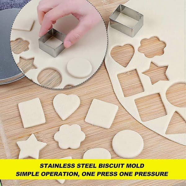 Kakeformer for baking, 24 stk kakeformsett formet rustfritt stål mini kjeks polymerleire former