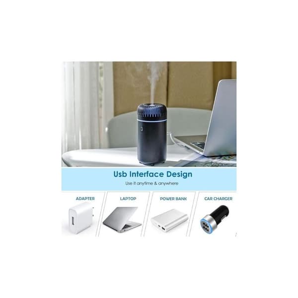 USB æterisk oliediffuser til bil, luftfugter, luftfrisker, mini bærbar diffuser til bil, hjem, kontor, soveværelse (sort)