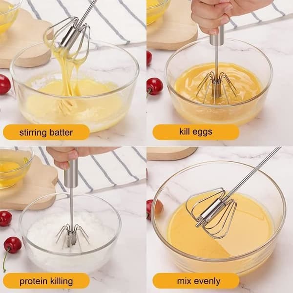 Eggvisp - Rustfritt stål - 2 stk - Manuell/Halvautomatisk - Tåler oppvaskmaskin